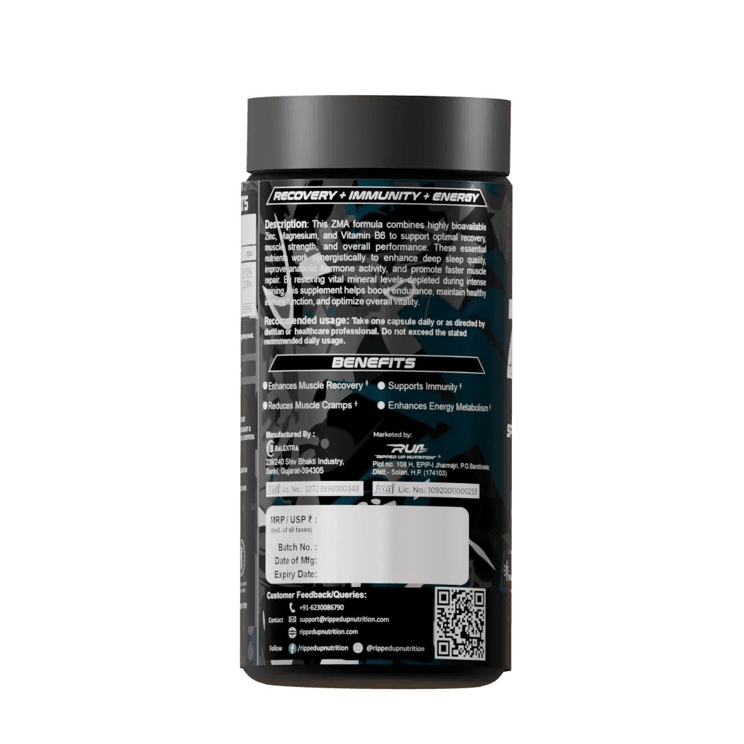 ZMA – Advanced Night Recovery Formula (60 Veg Capsules) - Ripped Up Nutrition