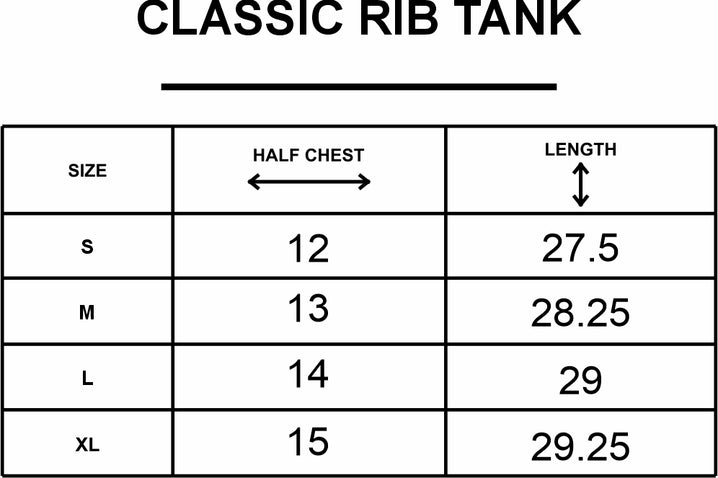 NVROLD CLASSIC RIB TANK size chart