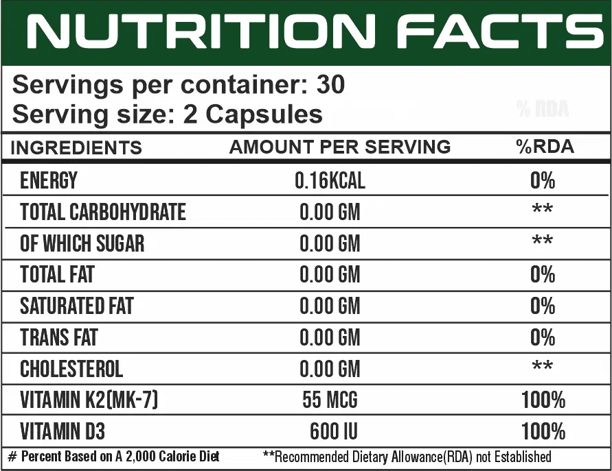 K2+ D3 (K2 - 55 MCG | D3 - 600 IU) - Ripped Up Nutrition